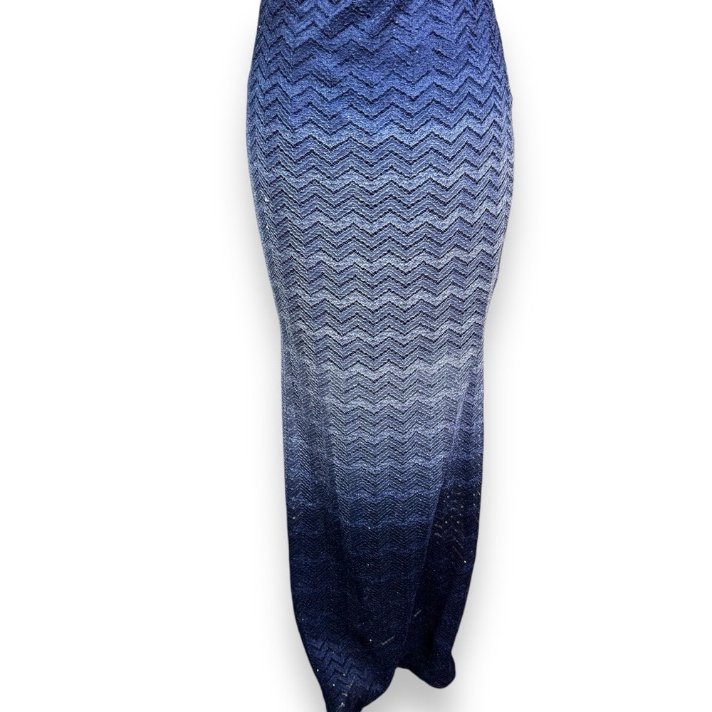 Betsy & Adam Blue Ombre Glitter Chevron Gown Strapless Sweetheart Womens 4/6/8 - Picture 9 of 11